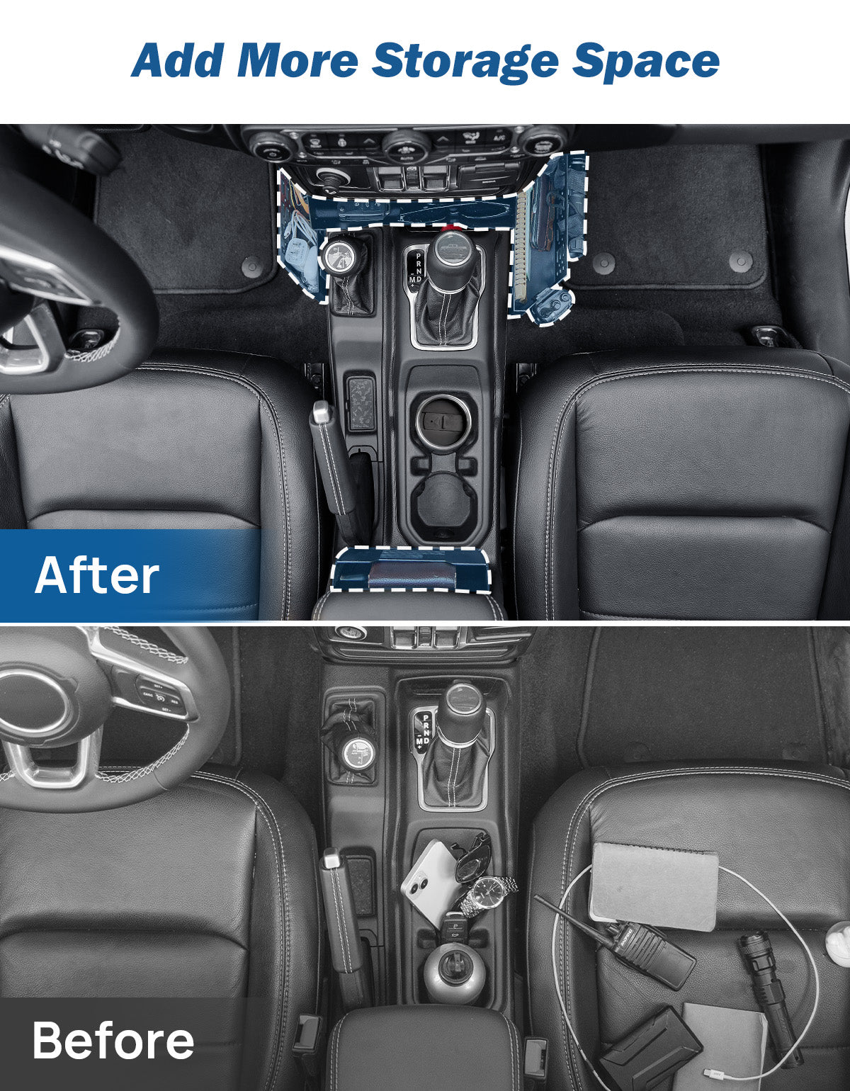 Metal Center Console Organizer for Wrangler JL 2018–2026 & Gladiator JT 2020–2026