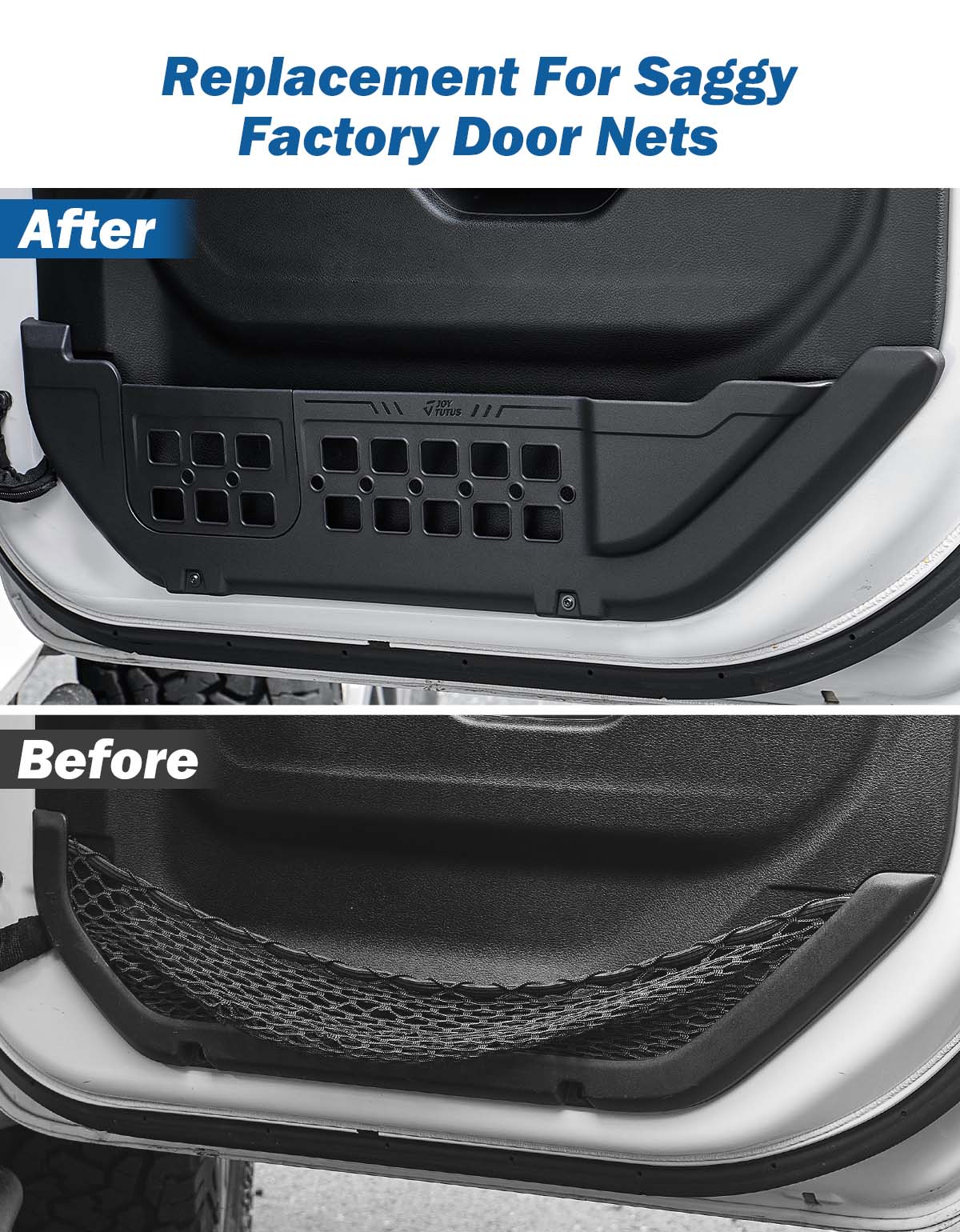 Jeep JL sagging factory door net replacement before and after