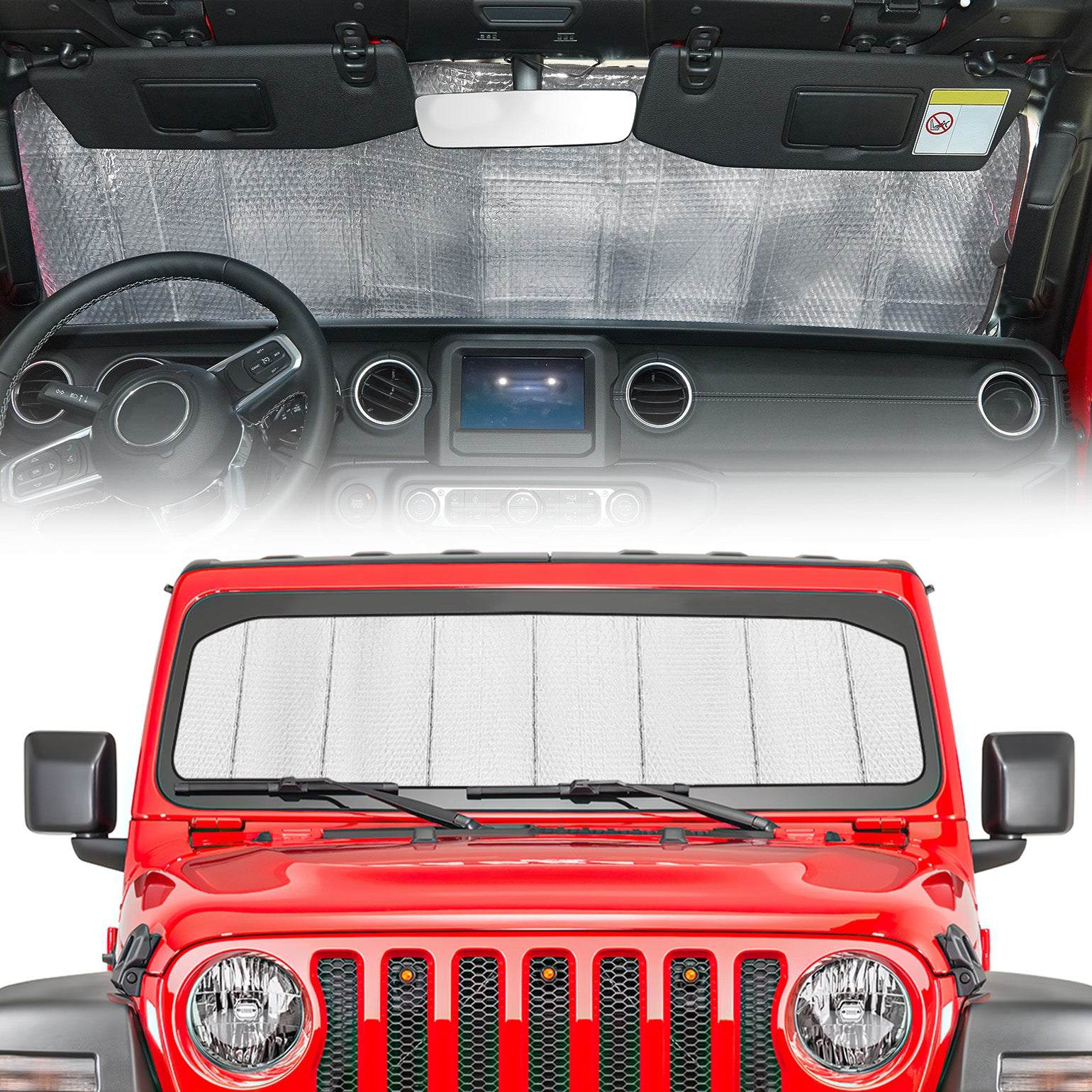 Foldable Windshield Sun Shade for Wrangler JL/JLU & Gladiator JT 2018–2024