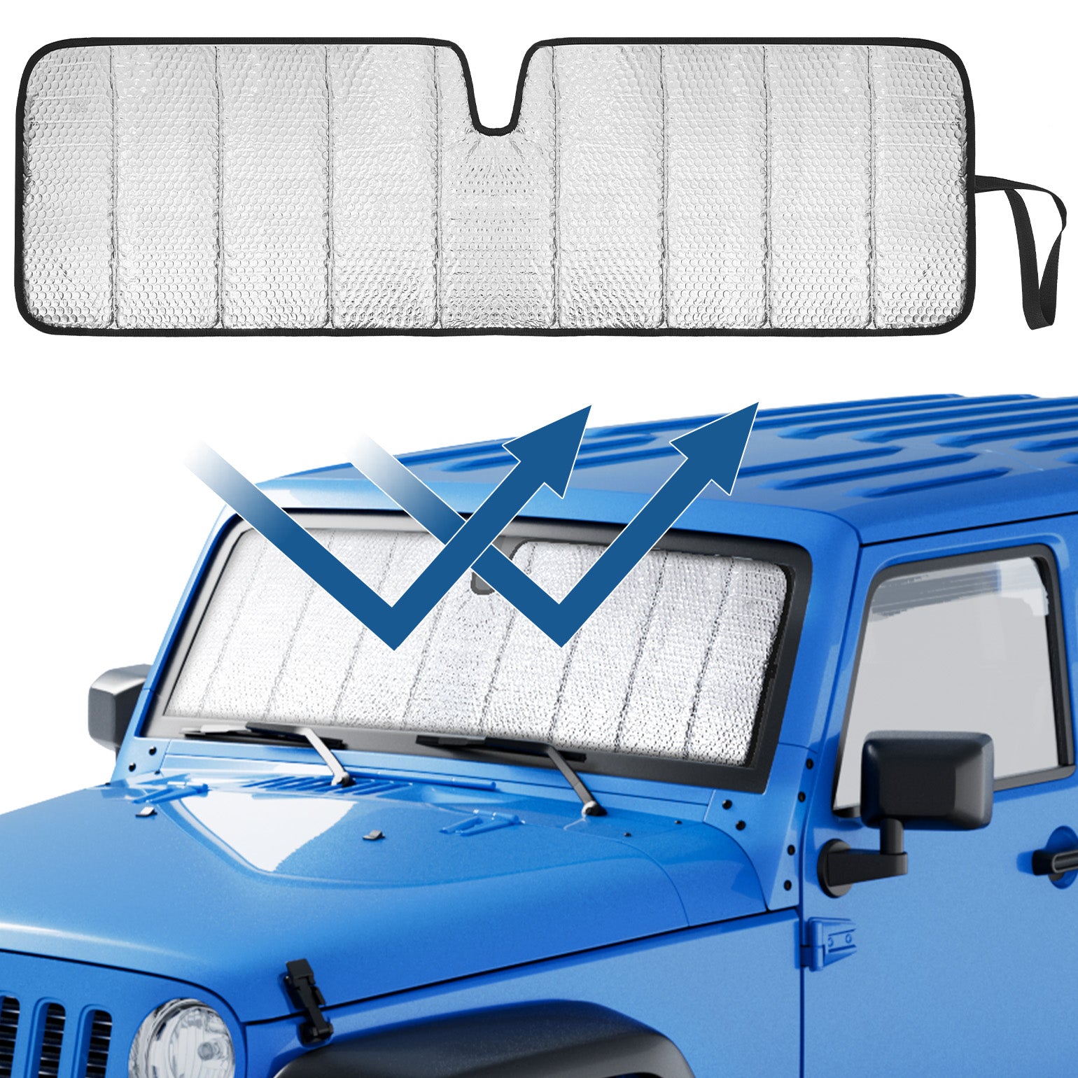 Upgraded Foldable Windshield Sun Shade for Wrangler TJ/JK/JKU 1997–2018