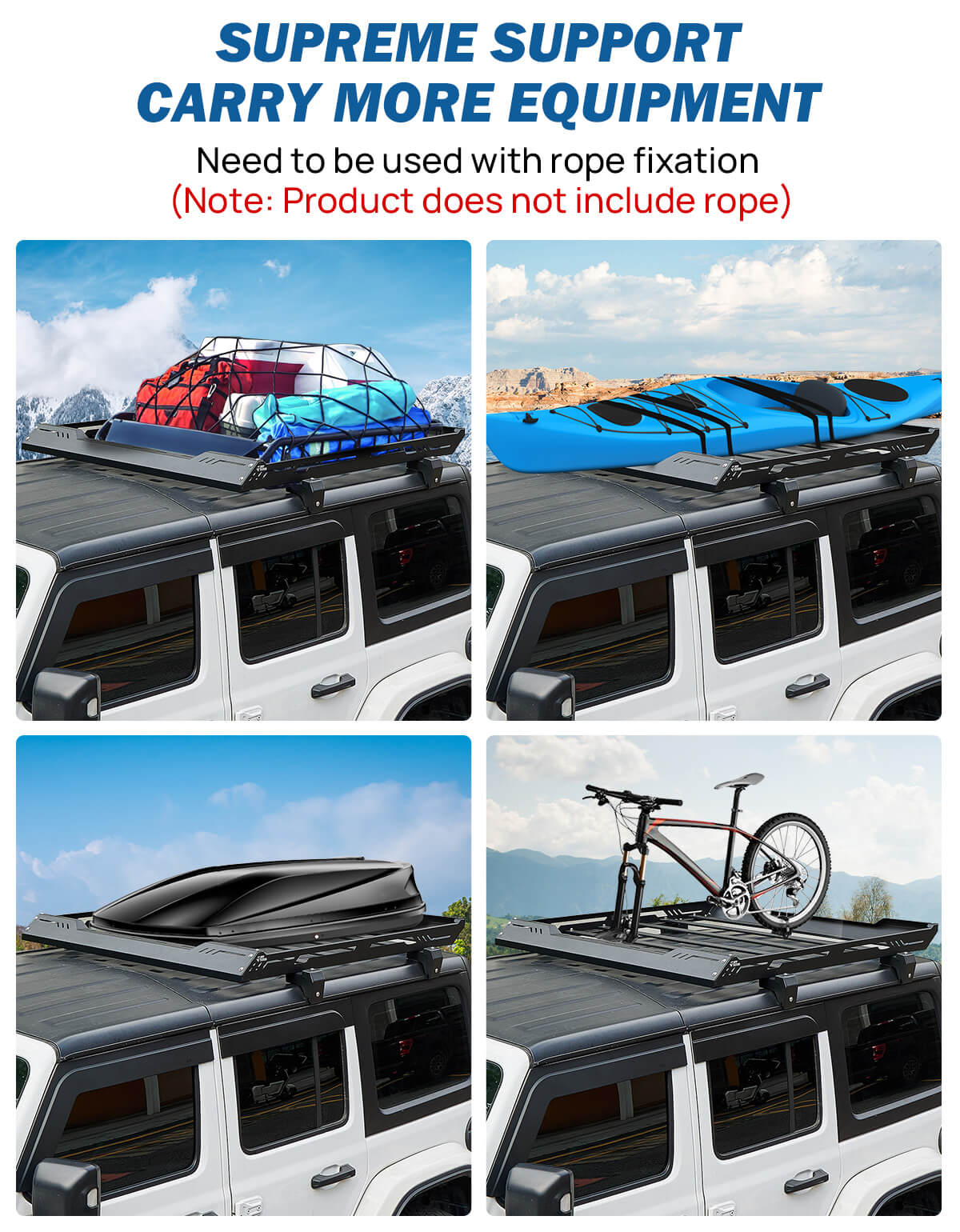 Roof Rack Cargo Basket for Wrangler JL & Gladiator JT Hard Top 2018–2026, 350 lb Capacity