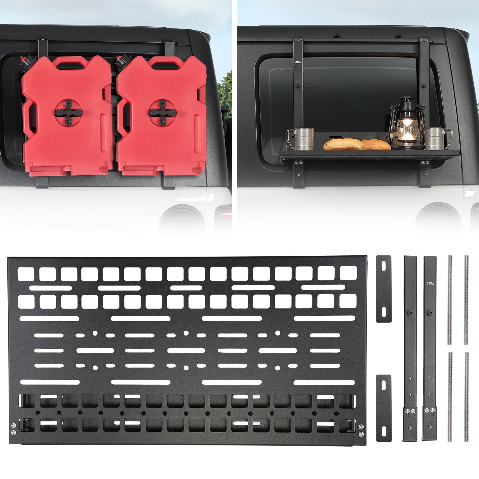 Rear Window MOLLE Panel & Fold-Down Table for Jeep Wrangler JL JLU