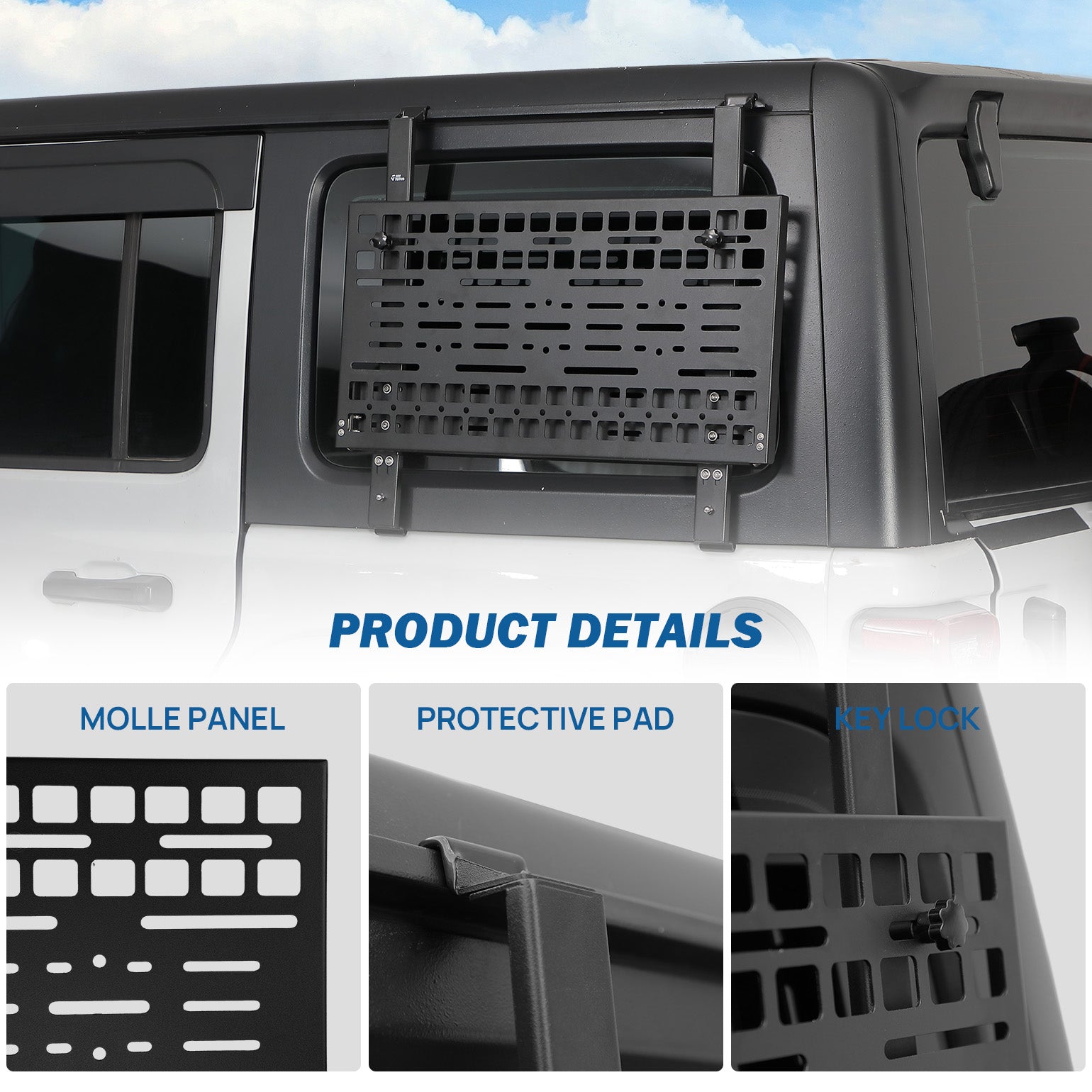 Rear Window MOLLE Panel & Fold-Down Table for Jeep Wrangler JL JLU