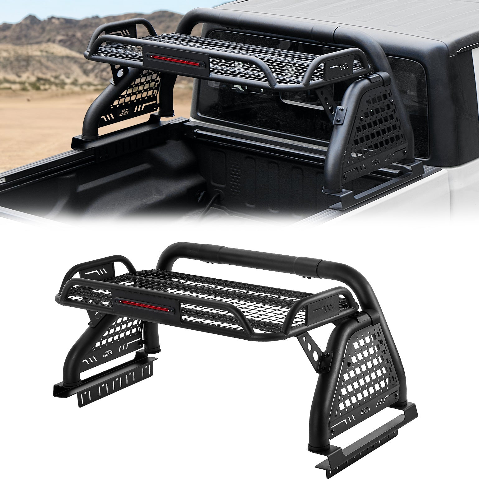 Mid-Size Truck Roll Bar with Cargo Basket & LED Brake Light