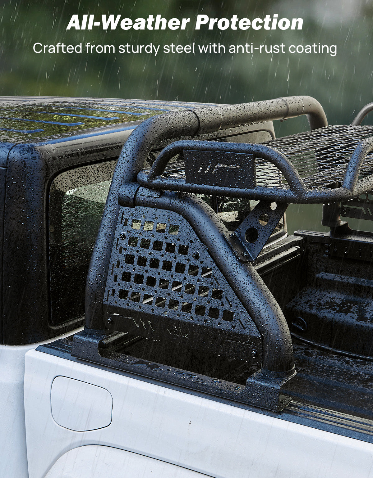 Mid-Size Truck Roll Bar with Cargo Basket & LED Brake Light