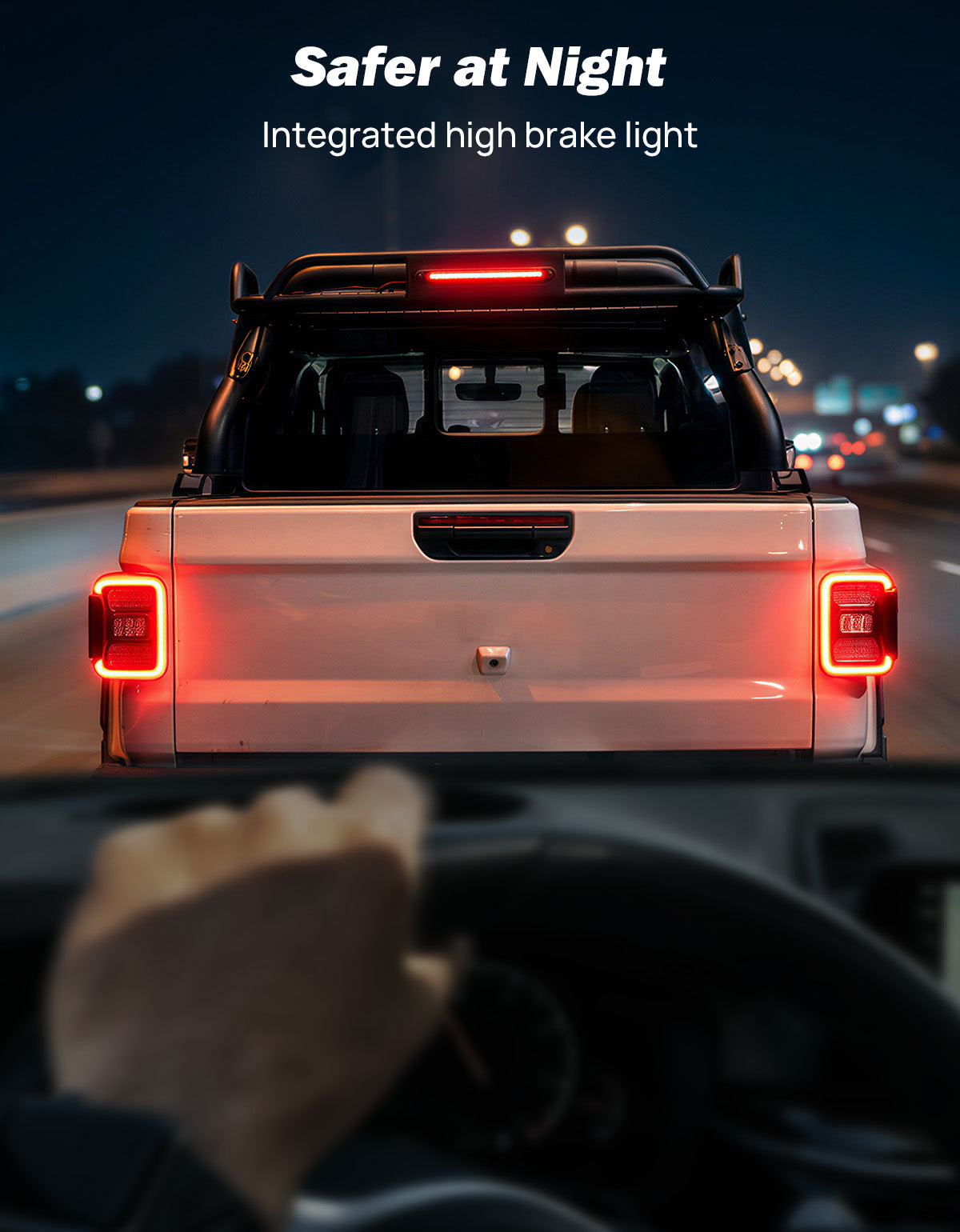 Mid-Size Truck Roll Bar with Cargo Basket & LED Brake Light