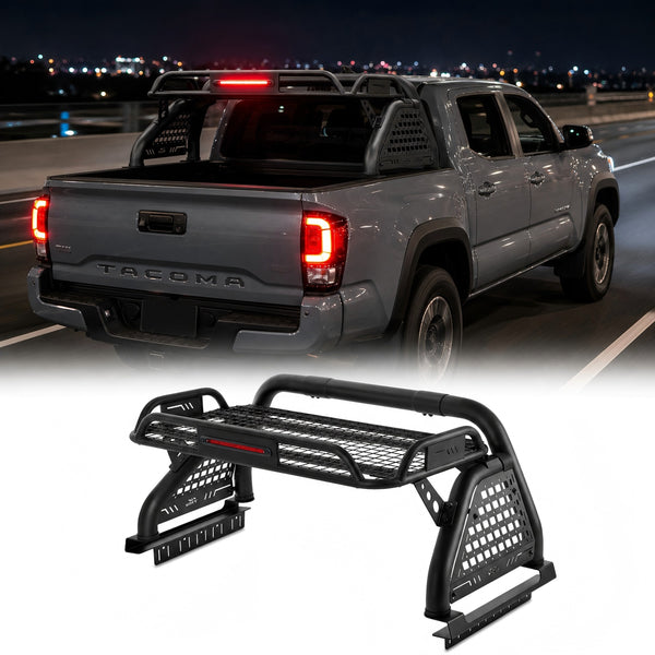 Mid-Size Truck Roll Bar with Cargo Basket & LED Brake Light