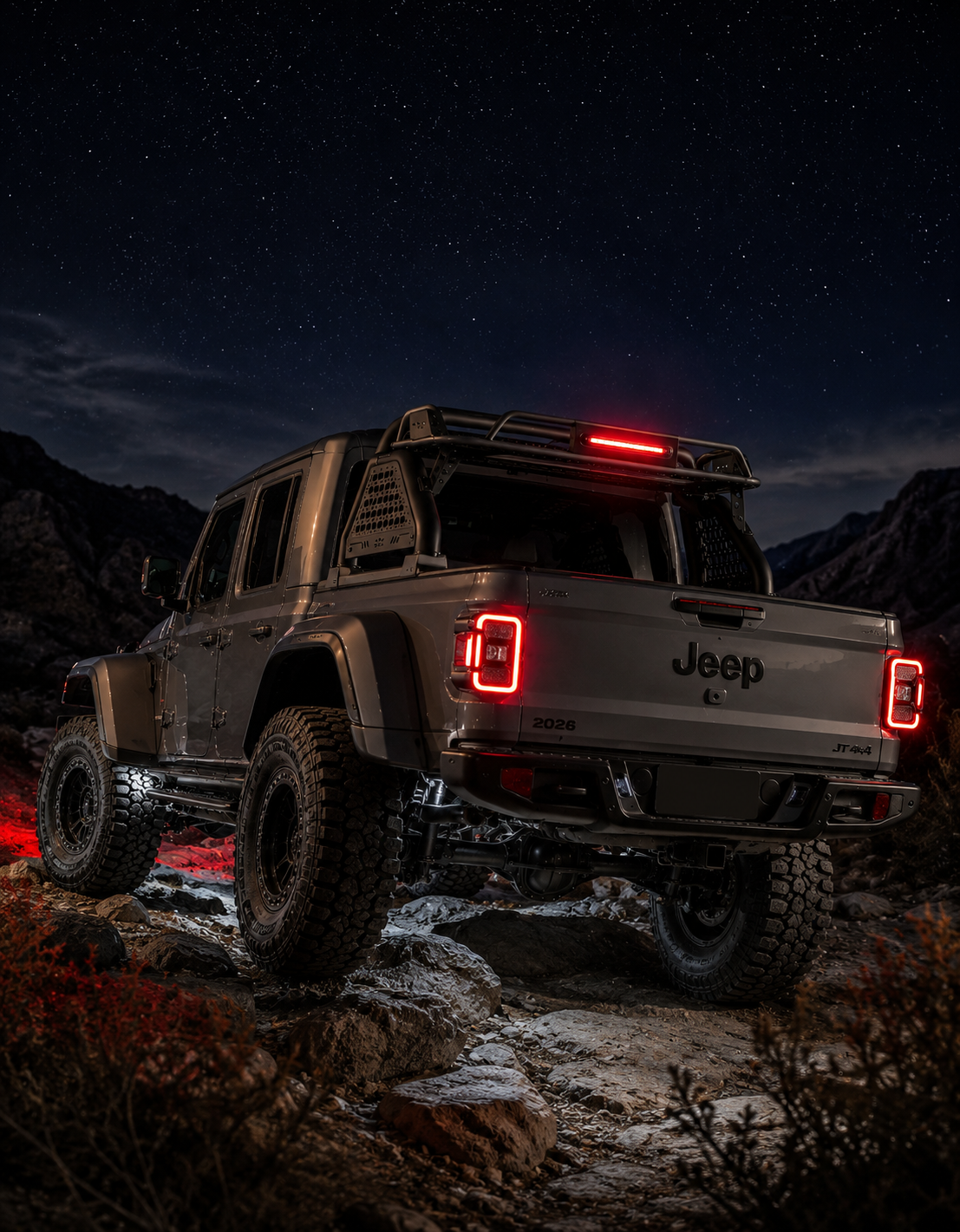 Mid-Size Truck Roll Bar with Cargo Basket & LED Brake Light