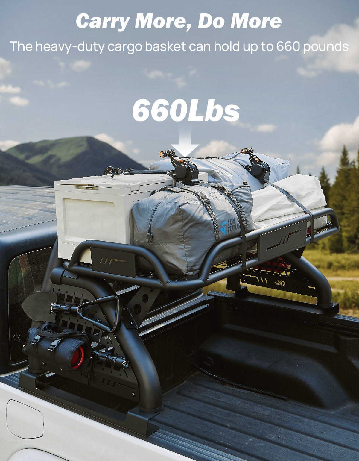 Mid-Size Truck Roll Bar with Cargo Basket – 660LB Capacity
