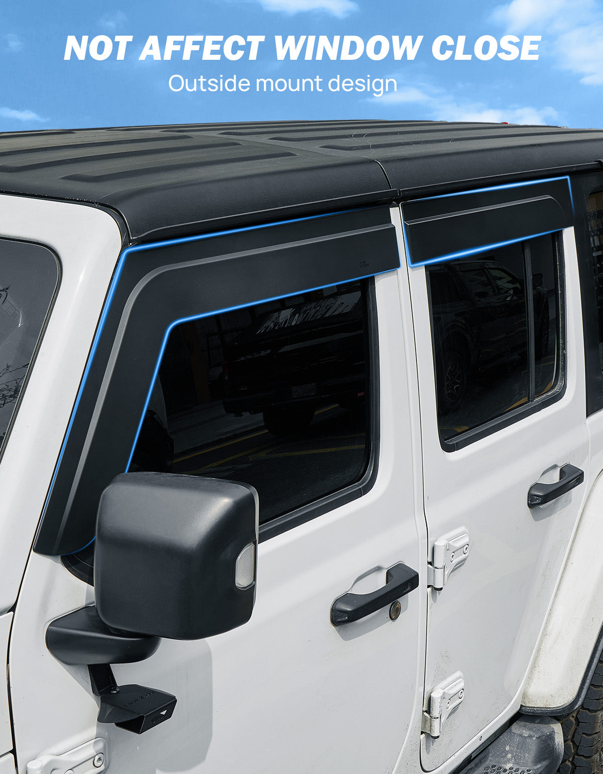 Low-Profile Window Rain Guards for Wrangler JLU & Gladiator JT