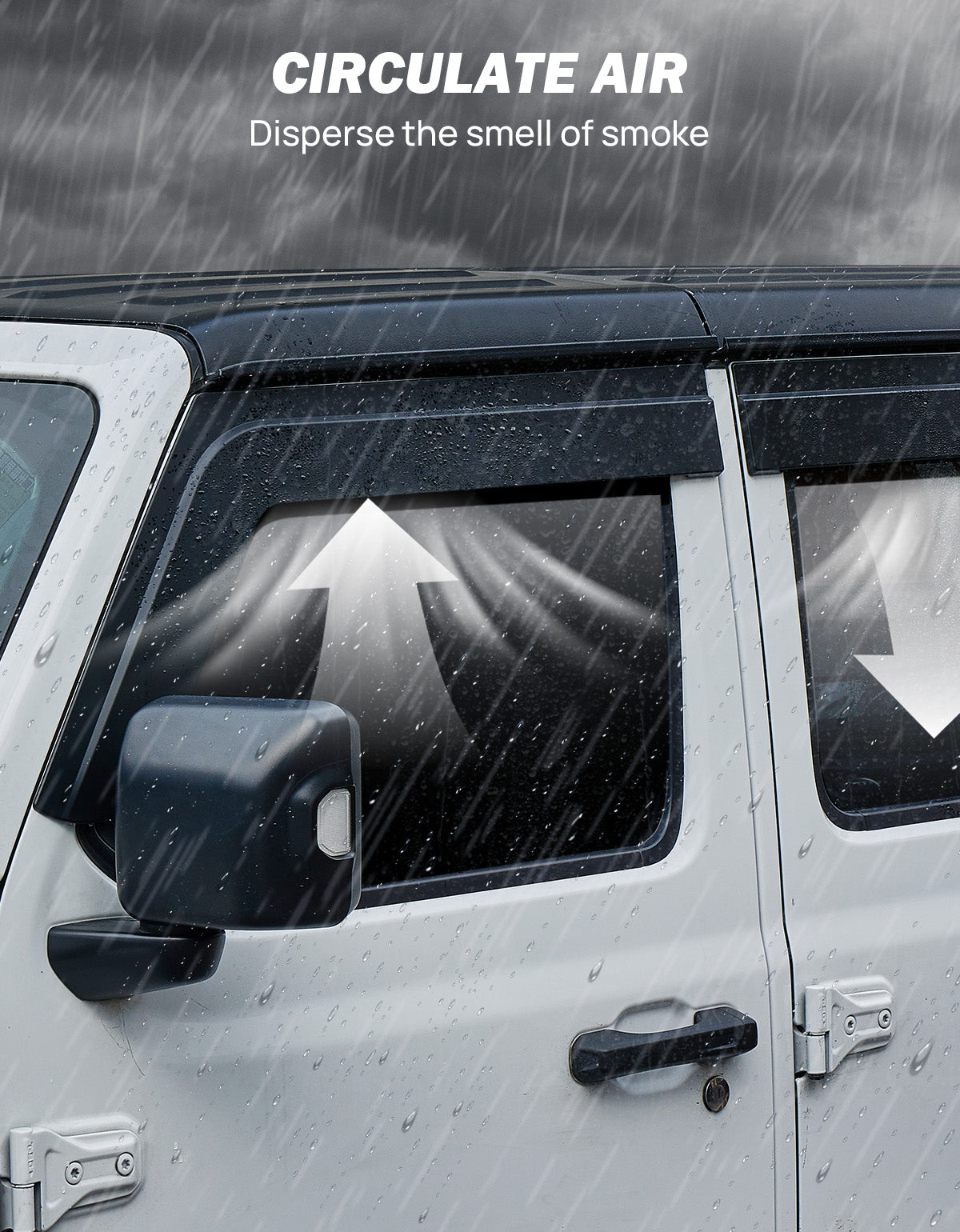 Low-Profile Window Rain Guards for Wrangler JLU & Gladiator JT