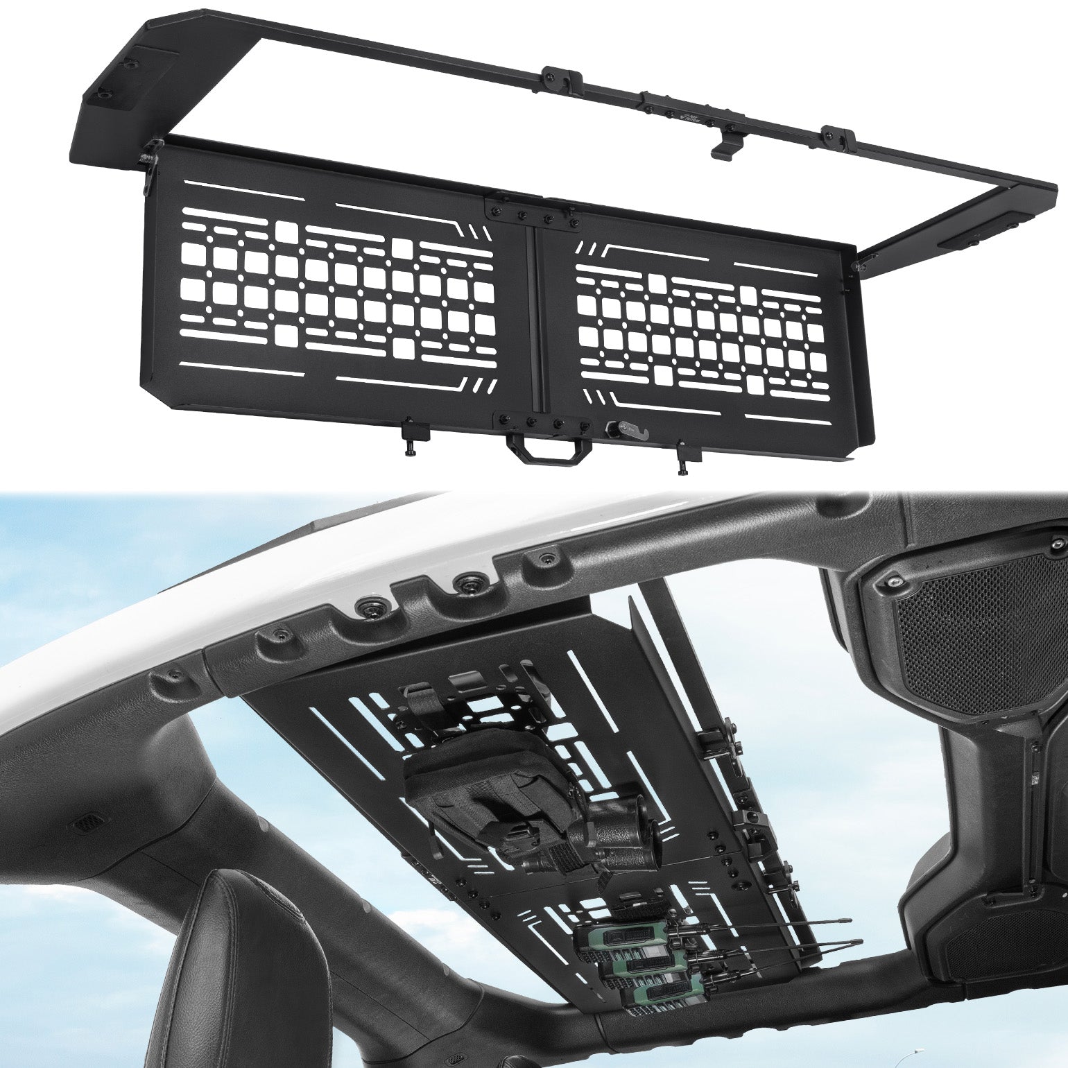 Rear Overhead MOLLE Panel for Jeep Wrangler JLU 4-Door (2018–2026) – Fold-Down, Hard Top Only