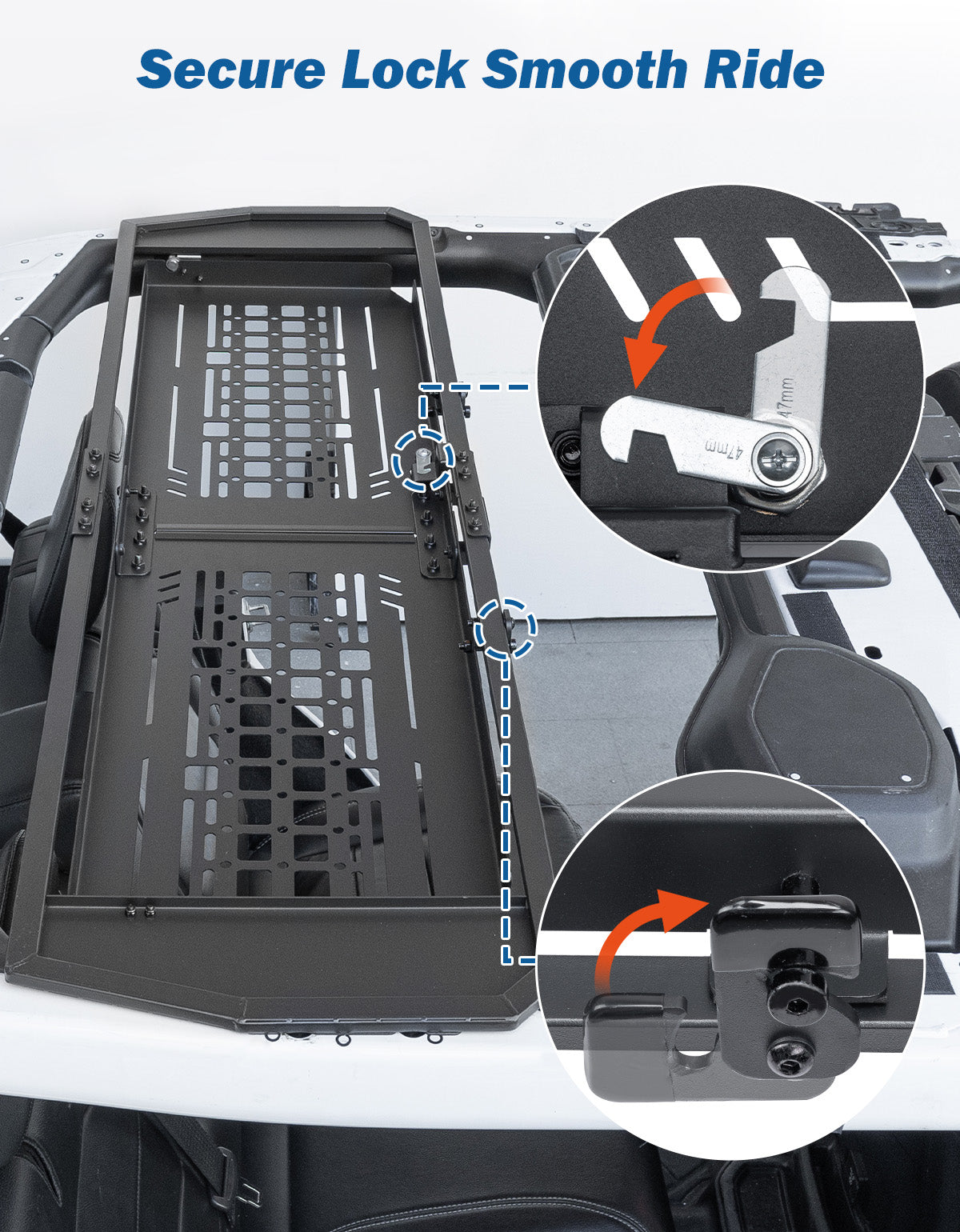 Rear Overhead MOLLE Panel for Jeep Wrangler JLU 4-Door (2018–2026) – Fold-Down, Hard Top Only