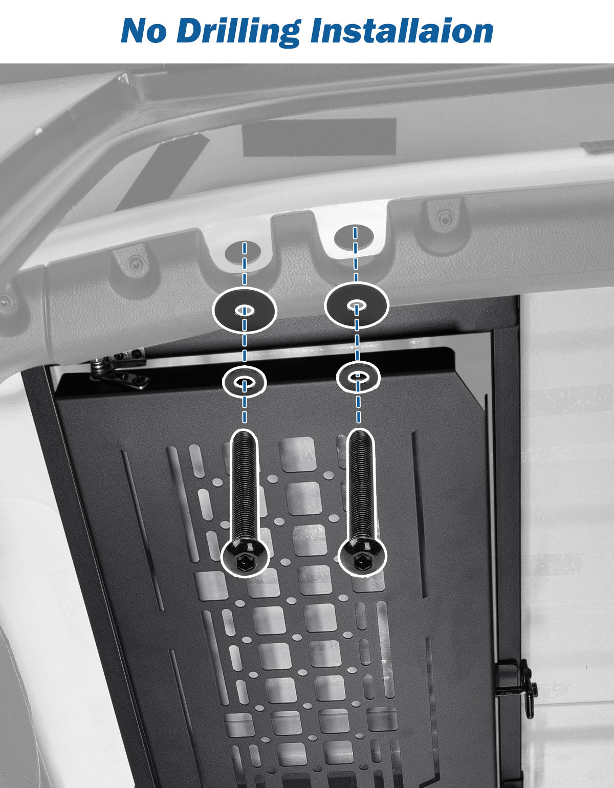 Rear Overhead MOLLE Panel for Jeep Wrangler JLU 4-Door (2018–2026) – Fold-Down, Hard Top Only