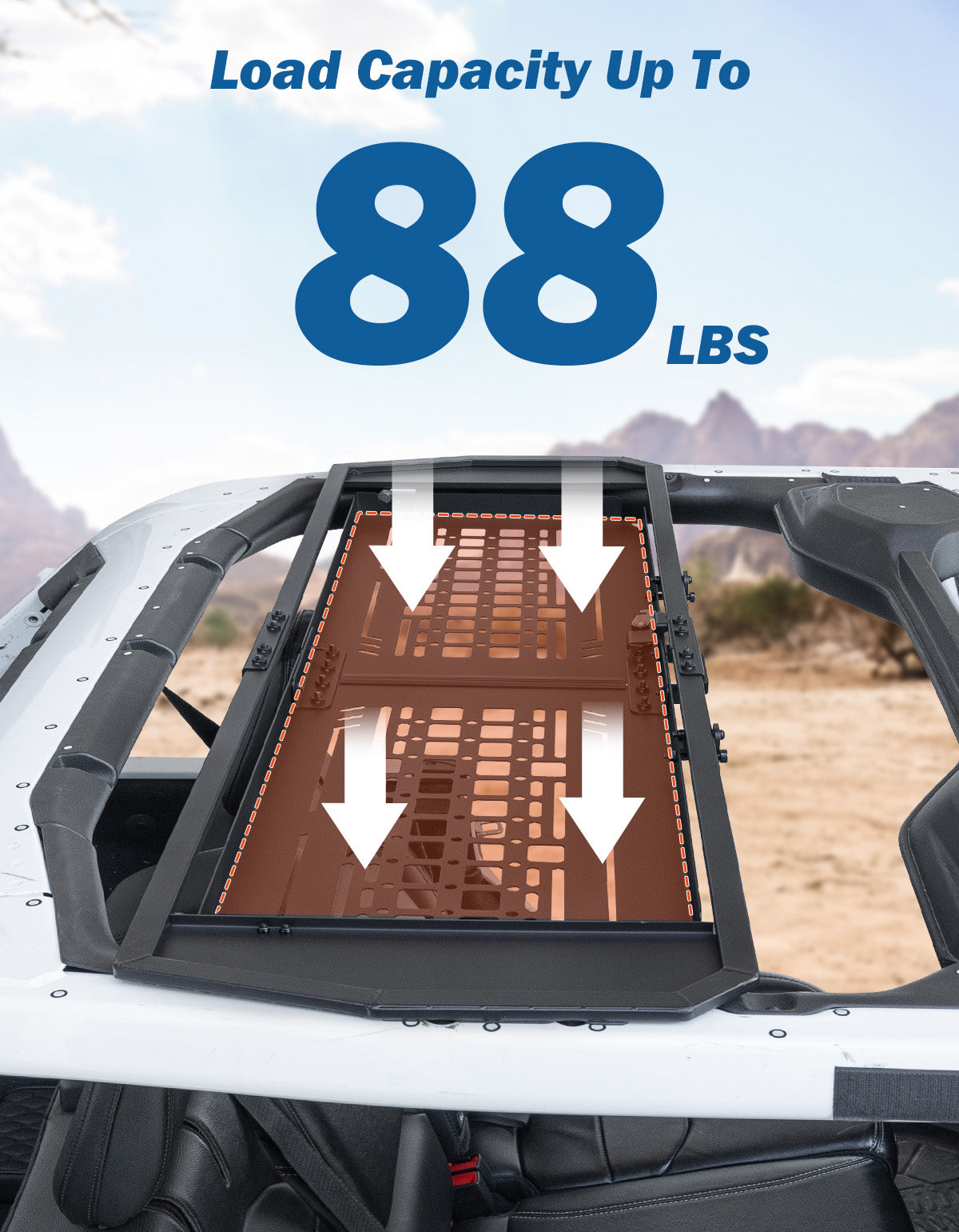 Rear Overhead MOLLE Panel for Jeep Wrangler JLU 4-Door (2018–2026) – Fold-Down, Hard Top Only