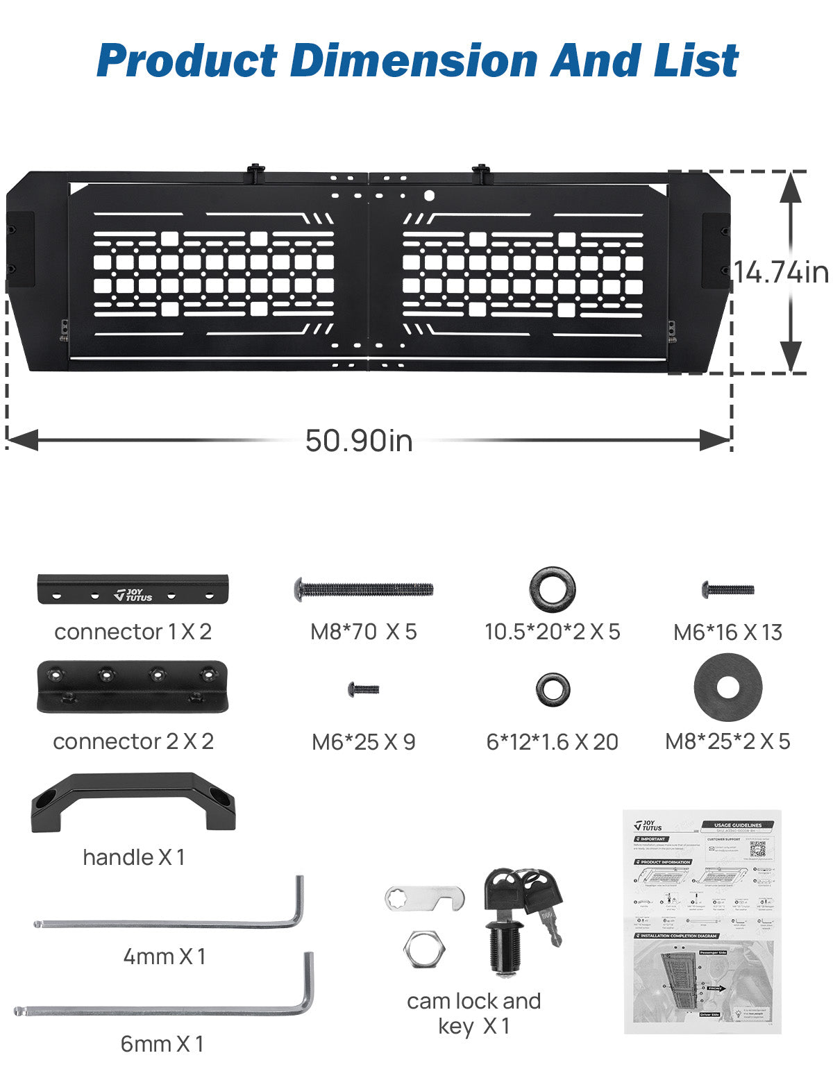 Rear Overhead MOLLE Panel for Jeep Wrangler JLU 4-Door (2018–2026) – Fold-Down, Hard Top Only