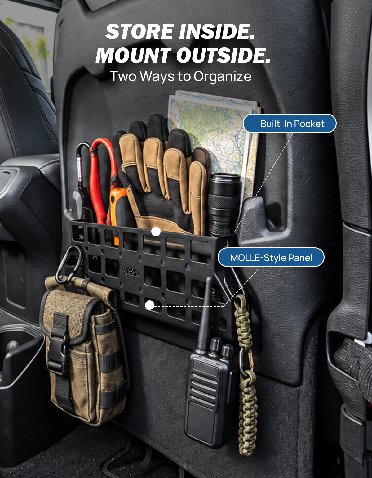 Seat Back MOLLE Storage Pockets for 2018–2026 Wrangler JL Rubicon & Gladiator JT Rubicon/Mojave (2-Pack)