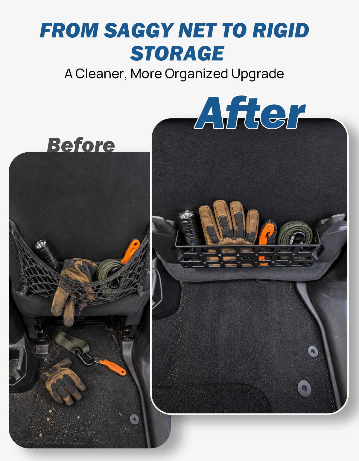 Seat Back MOLLE Storage Pockets for 2018–2026 Wrangler JL Rubicon & Gladiator JT Rubicon/Mojave (2-Pack)