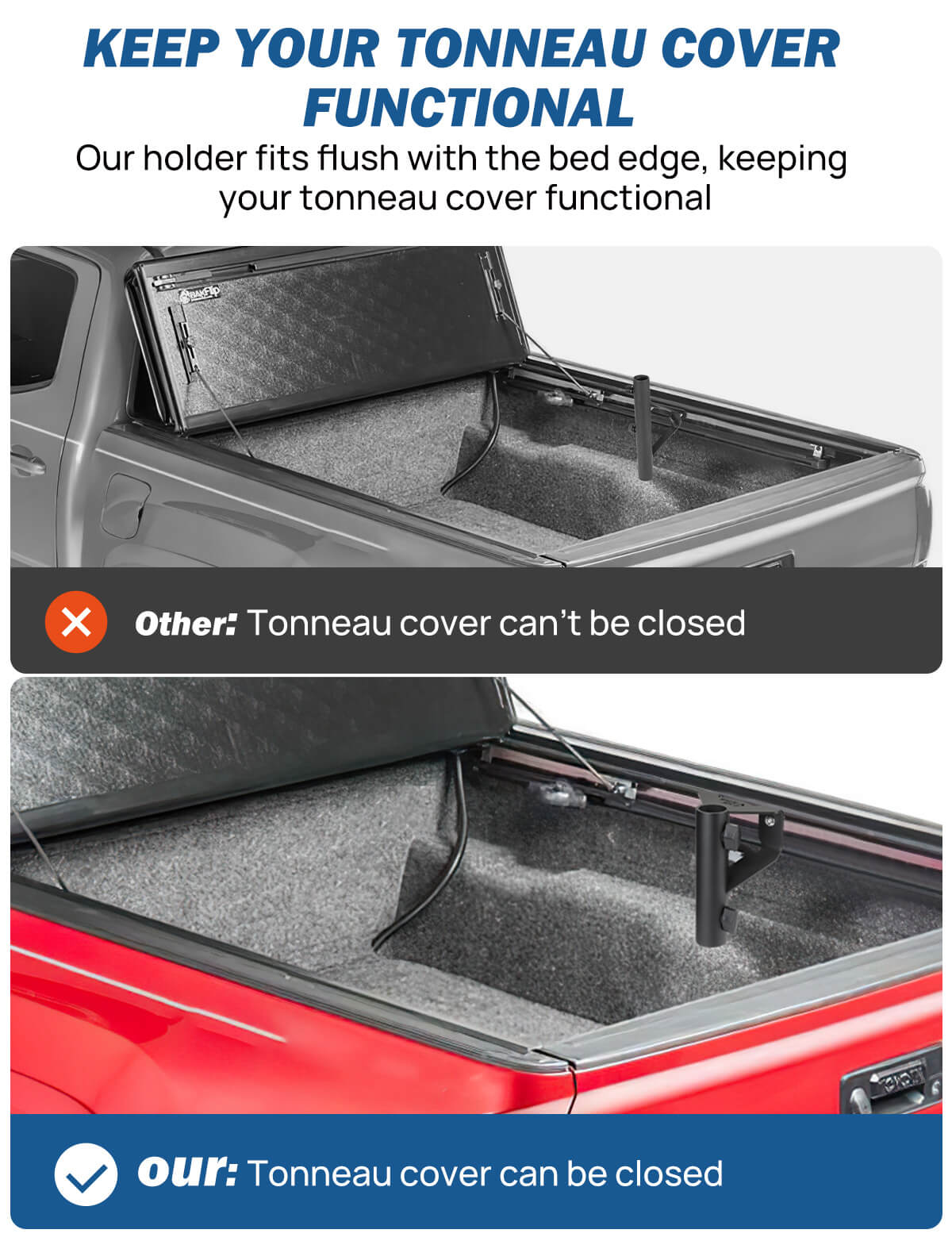 Truck Bed Flag Pole Mount Compatible with Tacoma & Tundra