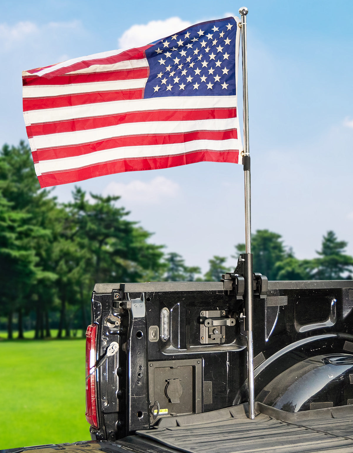 Truck Bed Flag Pole Mount, No-Drill Side Rail Bracket for Pickup Trucks