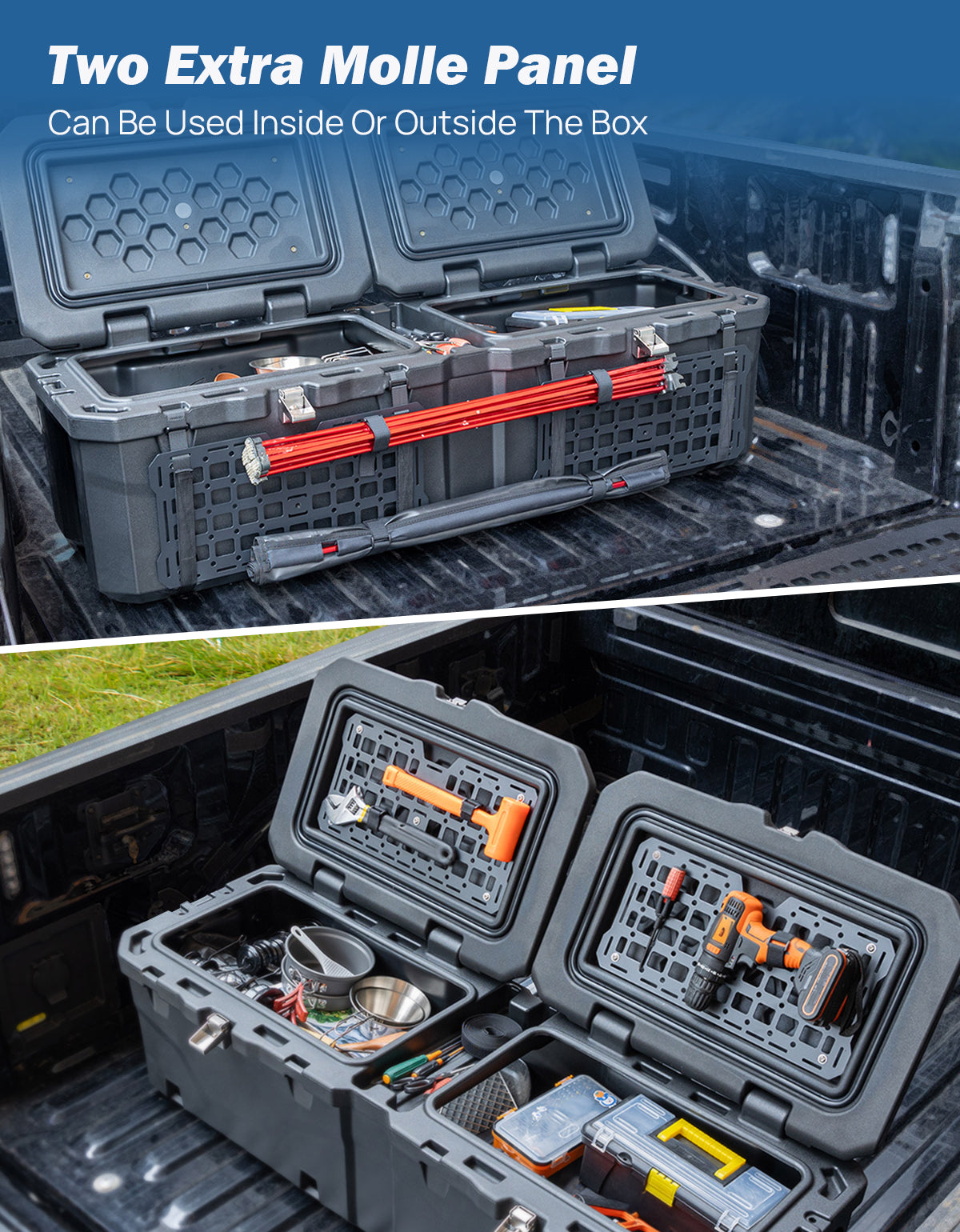 Truck Bed Slide Out Tray – Adjustable 55–61" Cargo Organizer (350 lbs Capacity)