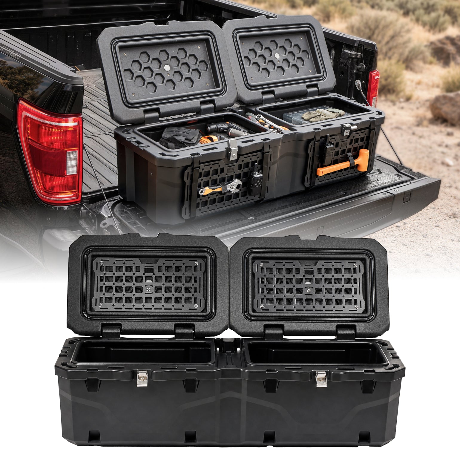 Lockable 160Qt Waterproof Truck Bed Tool Box for Pickup Trucks