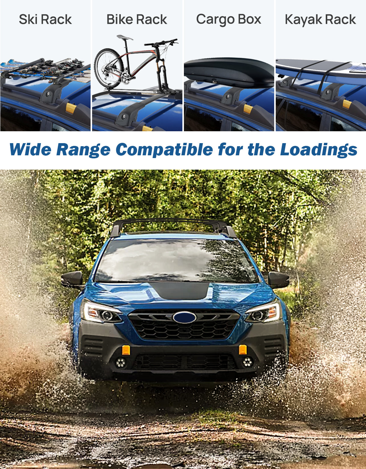 JOYTUTUS Car Roof Rack Cross Bars Compatible with Subaru Outback Wilderness 2020-2024 with Lock (Only Fit Wilderness),Aluminum Crossbars for Roof Racks Suitcases Kayaks Canoes Bikes Skis Snowboard