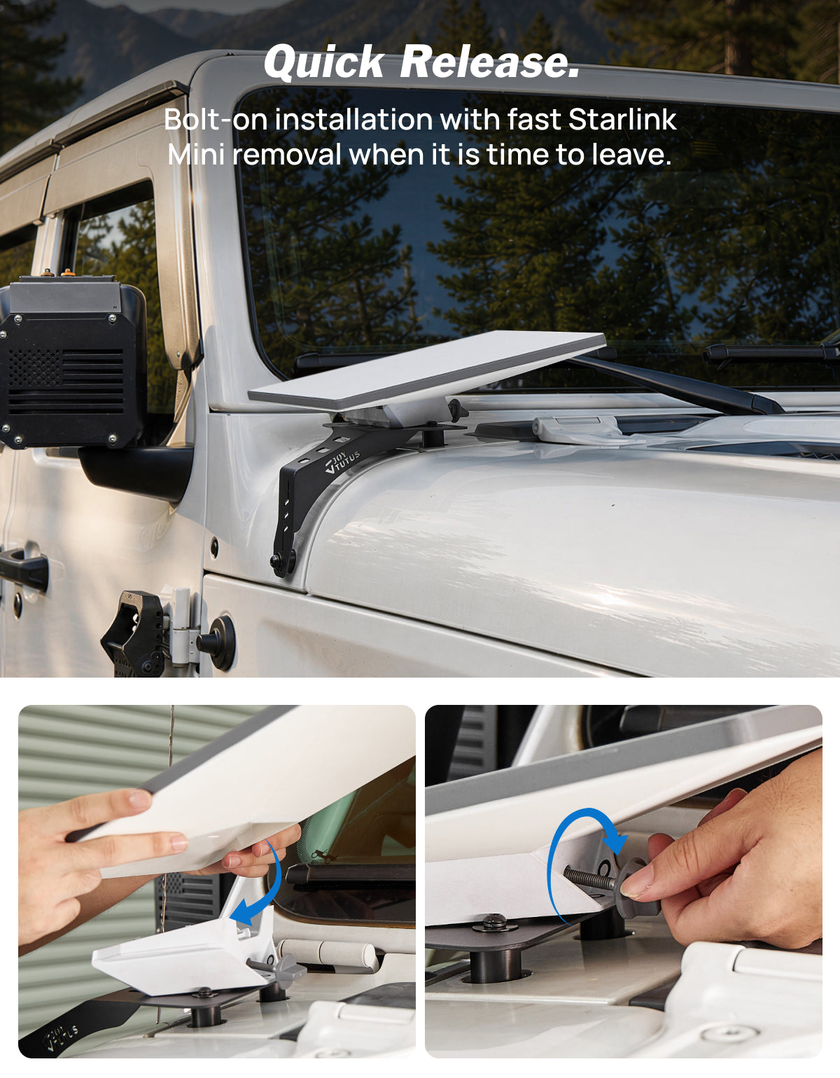 Exterior Starlink Mini Mount for Wrangler JL/JLU & Gladiator JT (2018-2027)