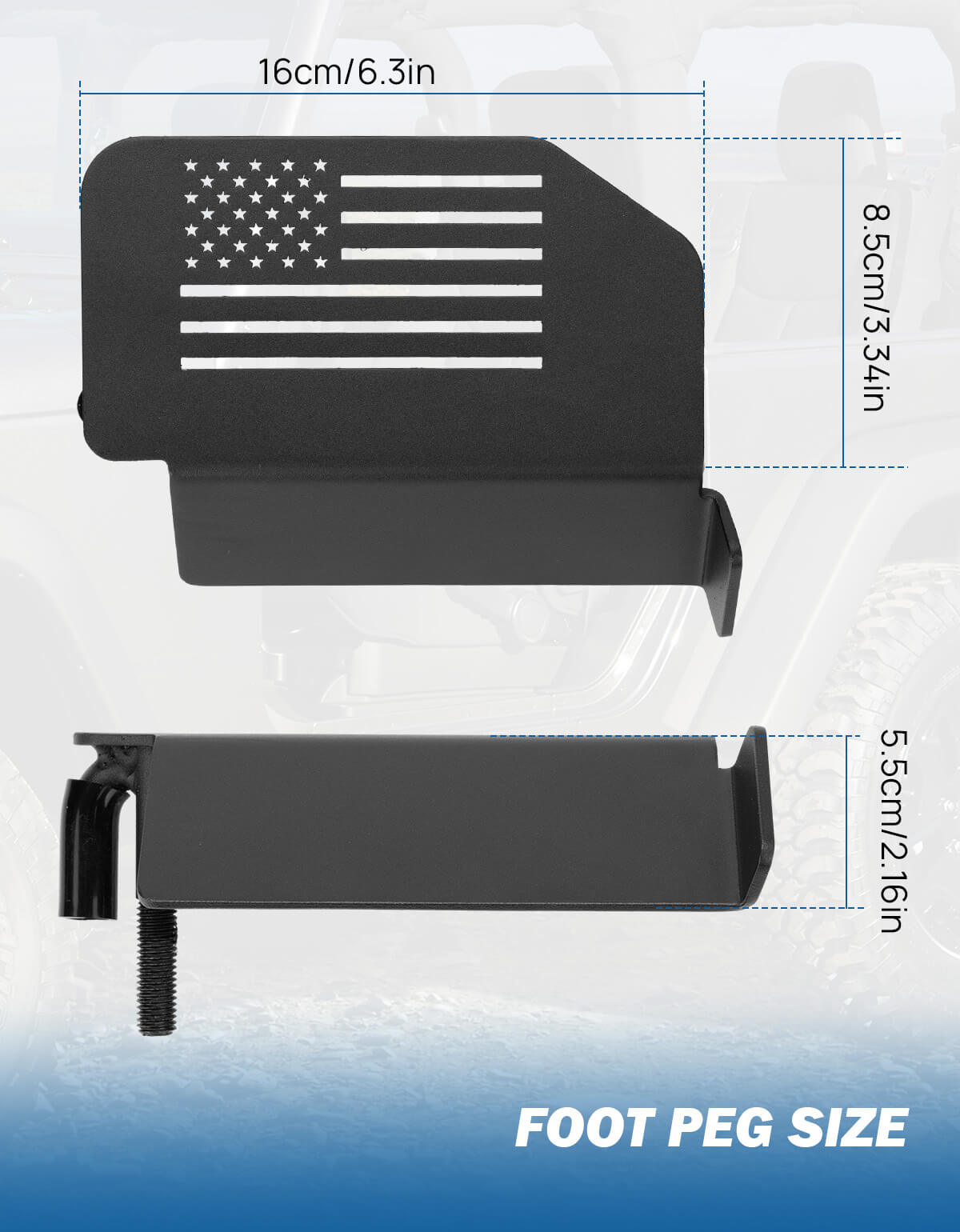 120° Foot Pegs Doors Off for Wrangler JK JL Gladiator JT 2007–2024