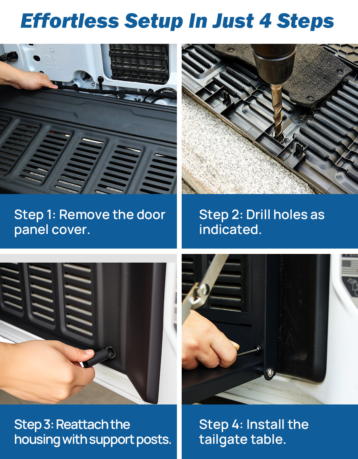 Foldable Tailgate Table for Wrangler JK & JL 2007–2026, 85 lb Cargo Shelf
