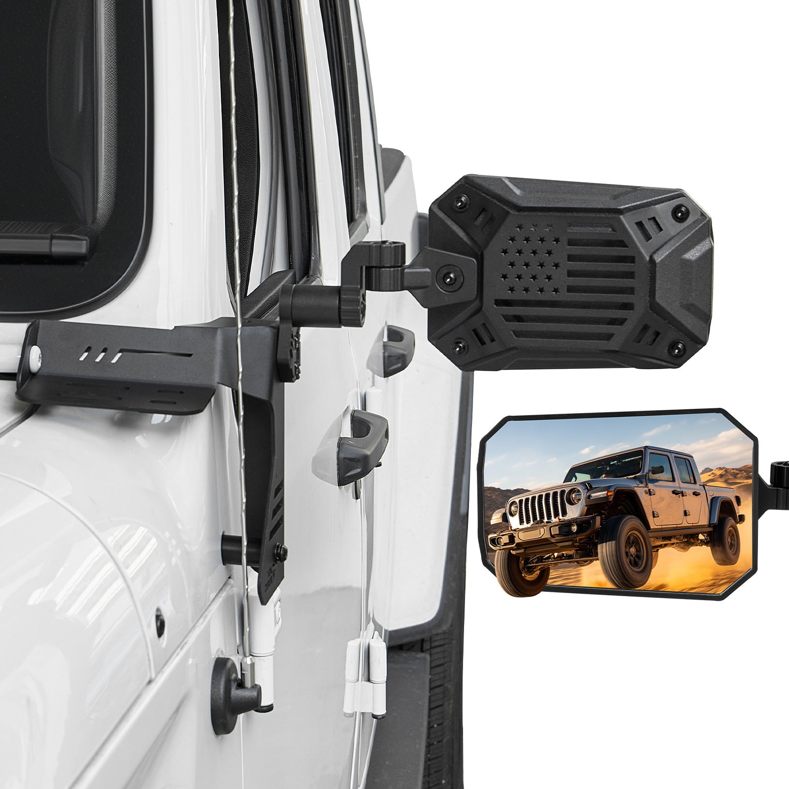 Wrangler & Gladiator Side Mirrors Doors-Off/On with Action Camera Mount