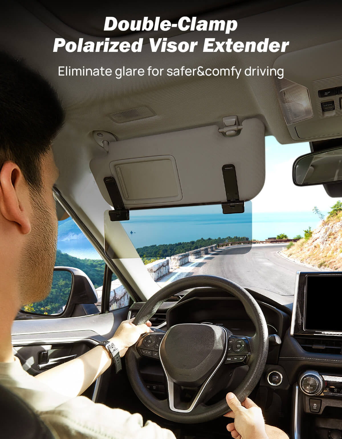 Double-Clamp Polarized Sun Visor for Car