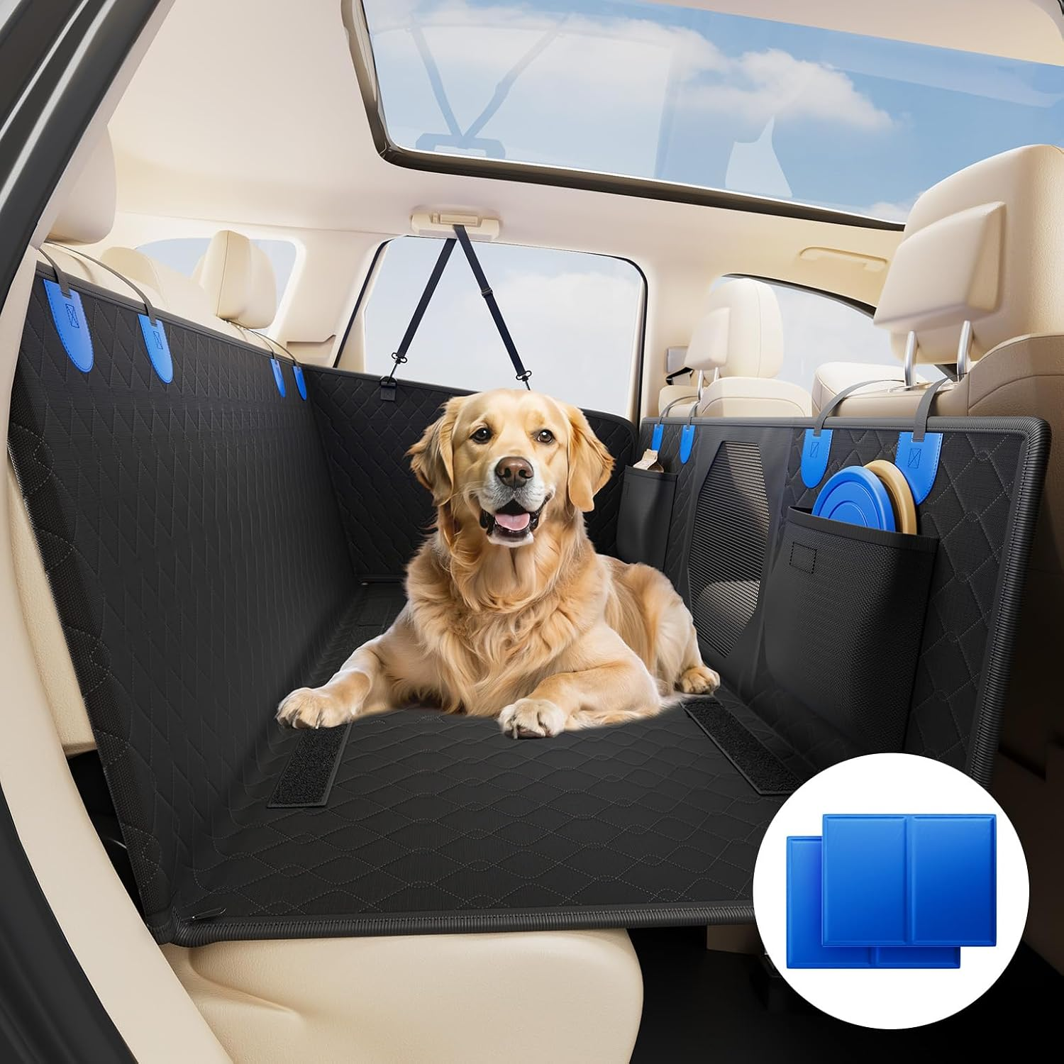 Back Seat Extender for Dogs with Hard Bottom, Dog Car Seat Cover for Back Seat, Back Seat Pet Cover for Travel, Dog Seat Cover Waterproof Dog Hammock for Car Truck SUV