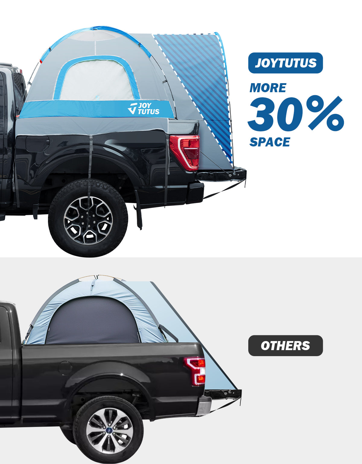 Truck Bed Tent with Rainfly, PU2000 Waterproof Double Layer, 2-Person – Gray Blue