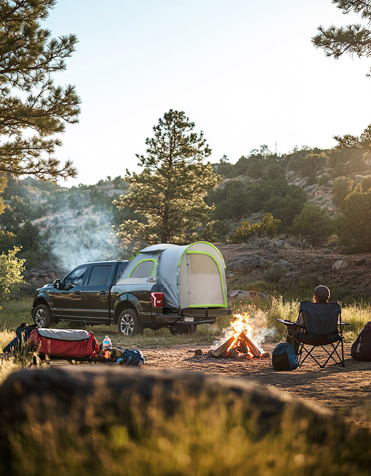 Pickup Truck Bed Tent with Rainfly, Waterproof Double Layer, Fits 5.0–6.7 ft Beds, 2-Person