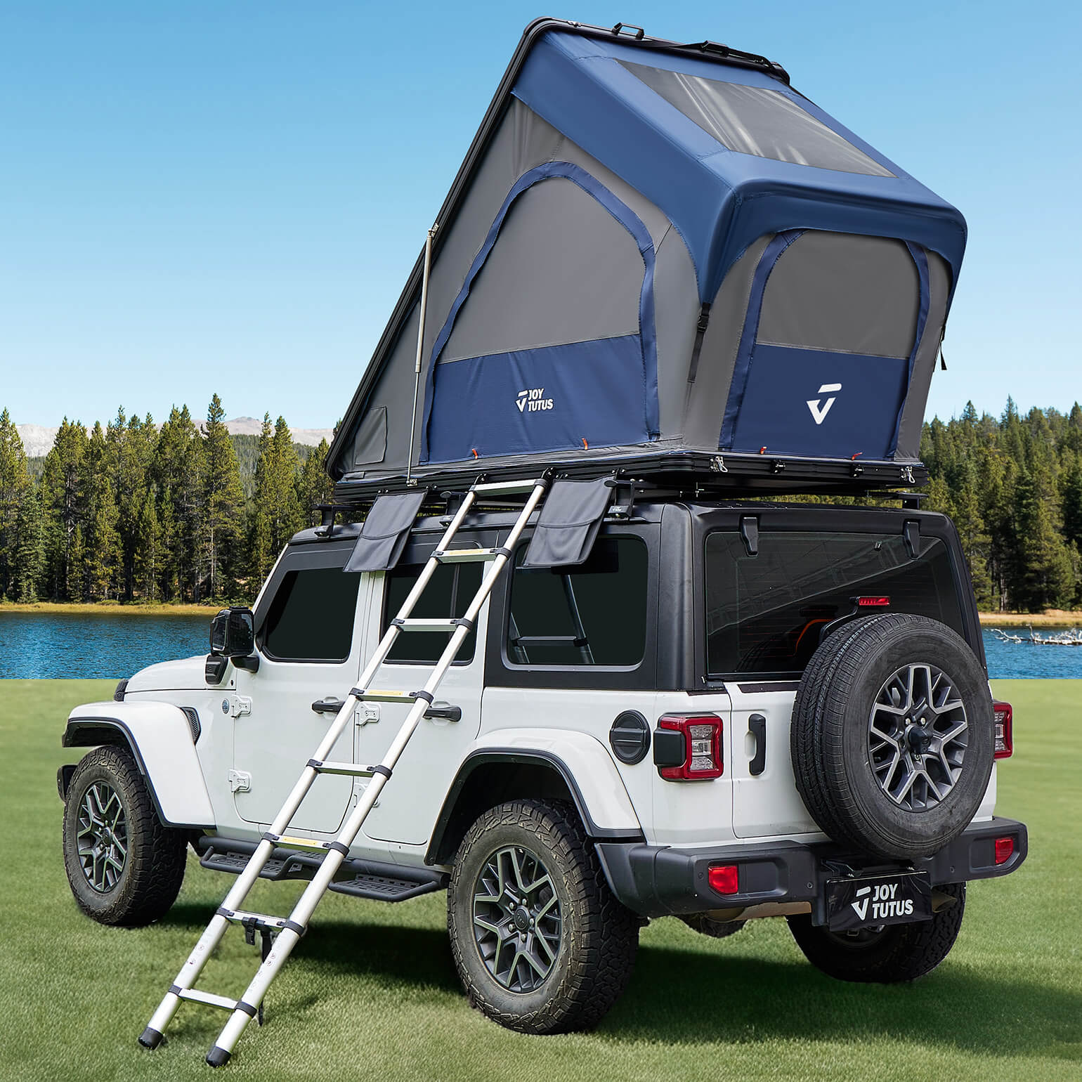 Hard Shell Aluminum Rooftop Tent for 2–3 People with LED & Skyview