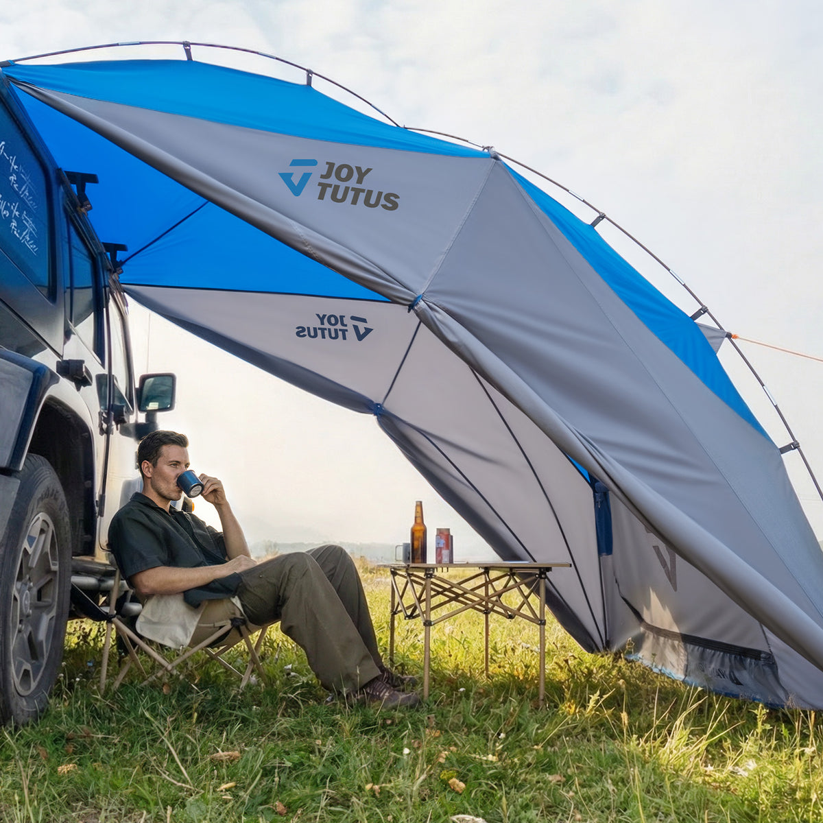 Universal Vehicle Shelter Awning with 3-Side Sunshade