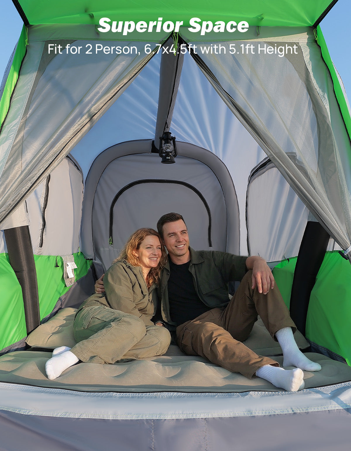 Inflatable Truck Bed Tent with Awning – 2 Person Pickup Camping Tent