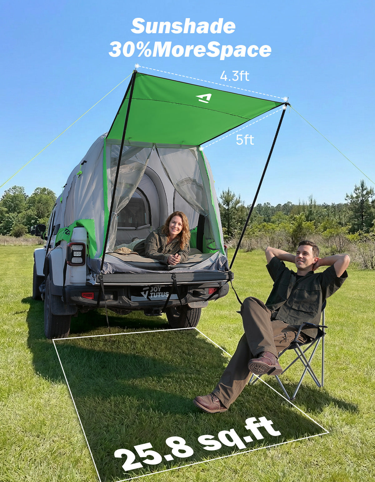 Inflatable Truck Bed Tent with Awning – 2 Person Pickup Camping Tent