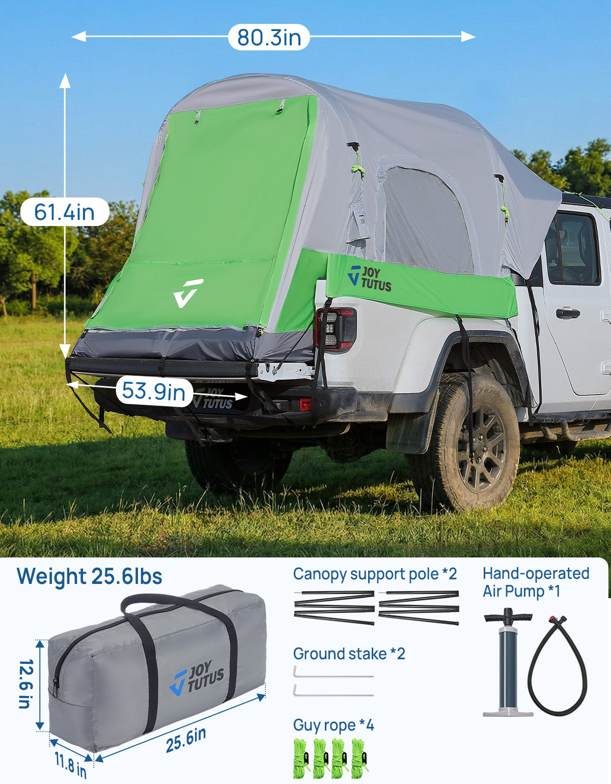 Inflatable Truck Bed Tent with Awning – 2 Person Pickup Camping Tent