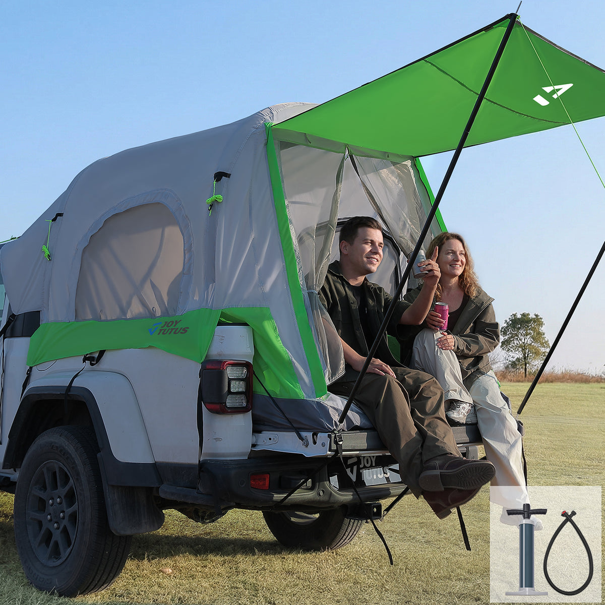 Inflatable Truck Bed Tent with Awning – 2 Person Pickup Camping Tent, Full Size Standard Bed (6'4