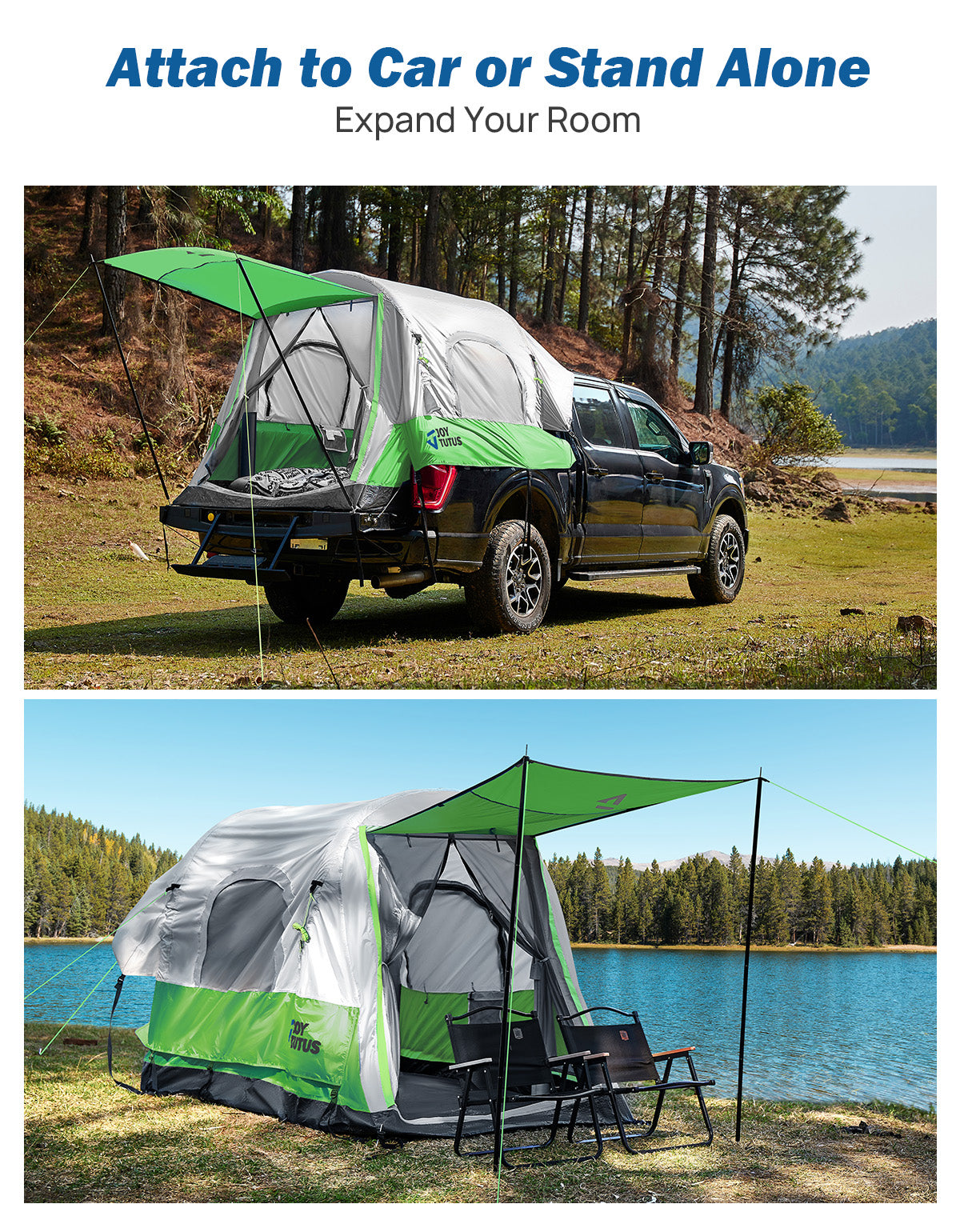 Inflatable Truck Bed Tent with Awning – 2 Person Pickup Camping Tent