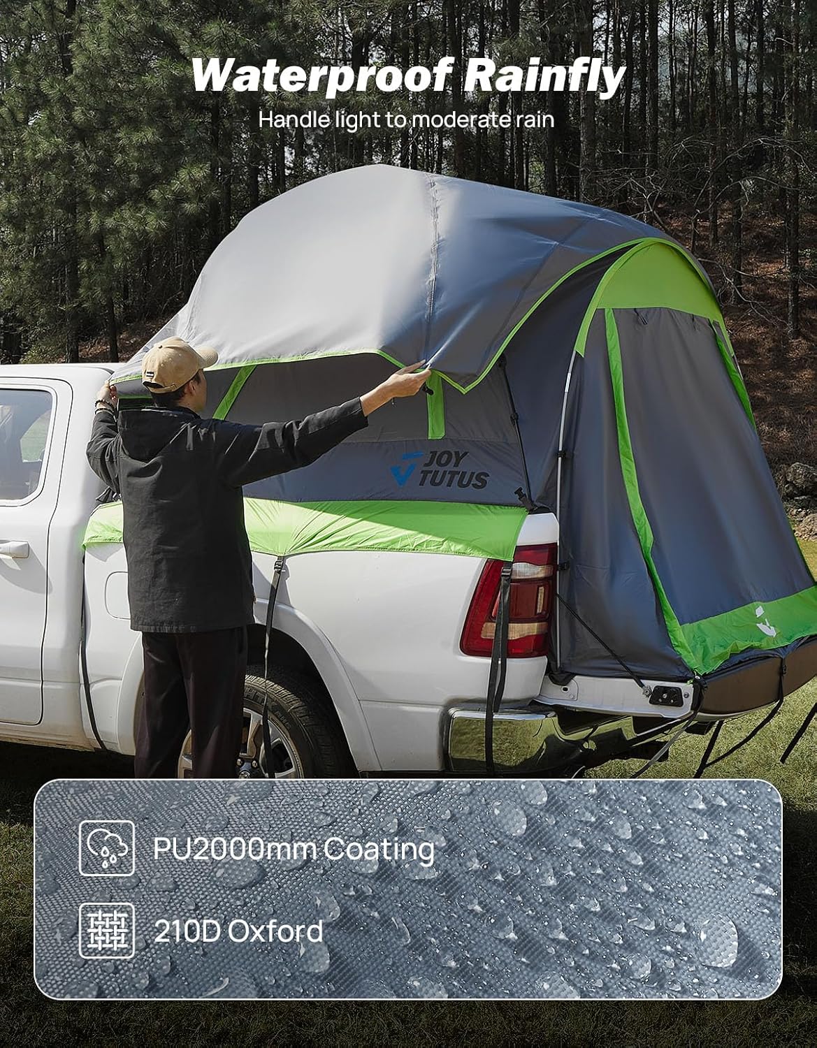 Semi-Automatic Truck Bed Tent with Awning – Quick Setup 2-Person Pickup Tent