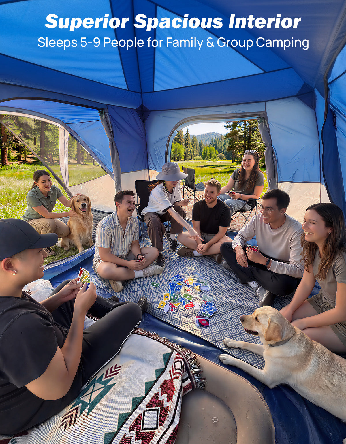 SUV Camping Tent for 5-9 Person, 2-Room Car Tent with Screen  Porch
