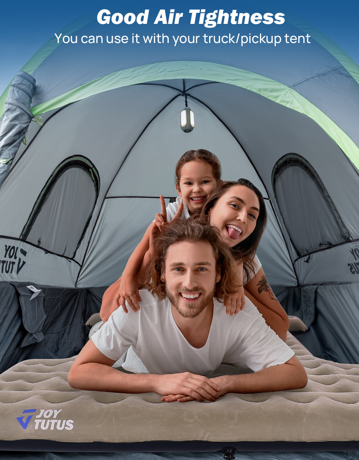 Universal Inflatable Air Mattress for Camping, Camel and Black