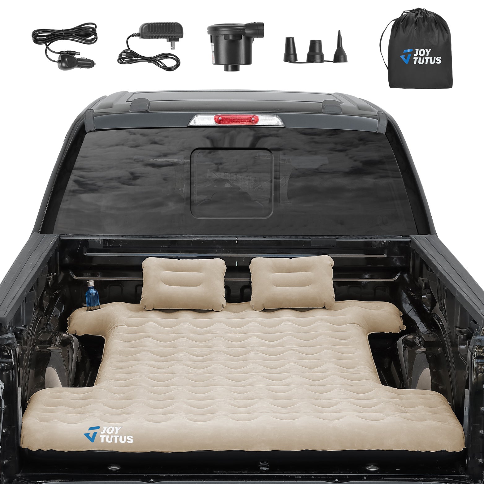 Universal Inflatable Air Mattress for Camping, Camel and Black