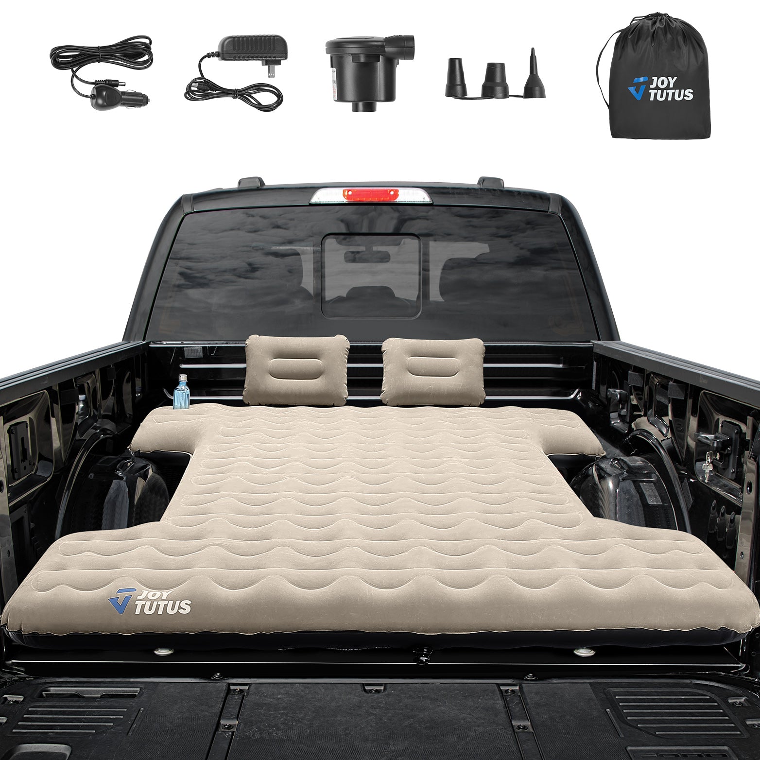 Universal Inflatable Air Mattress for Camping, Camel and Black