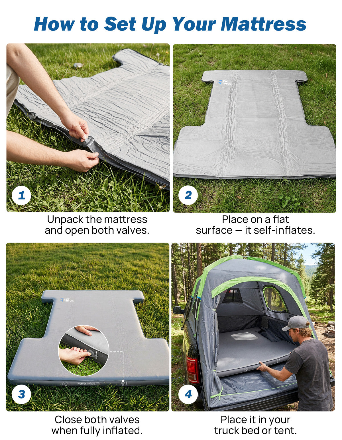 Truck Bed Camping Mattress – 4" Self-Inflating Foam & Air Sleeping Pad