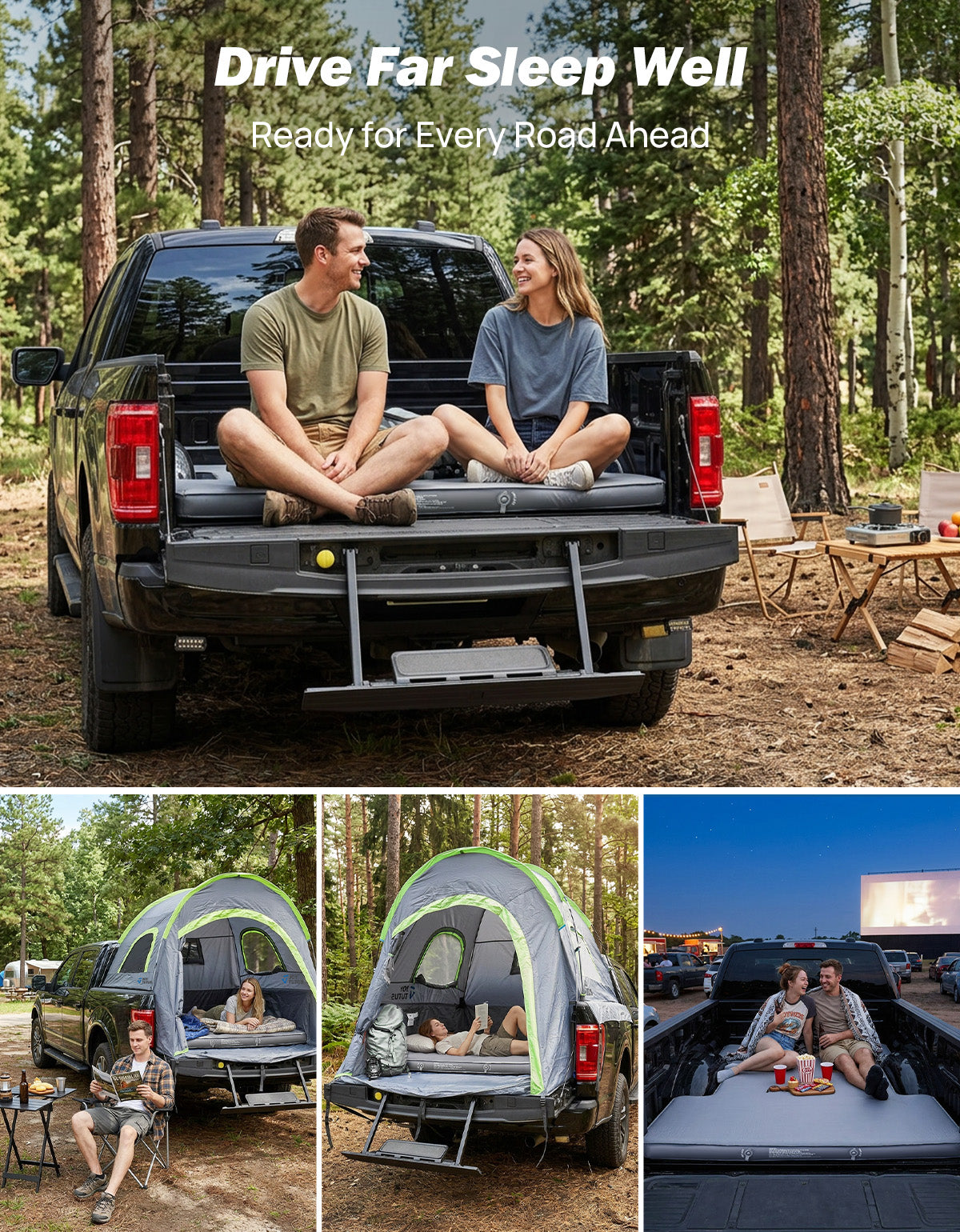 Truck Bed Camping Mattress – 4" Self-Inflating Foam & Air Sleeping Pad