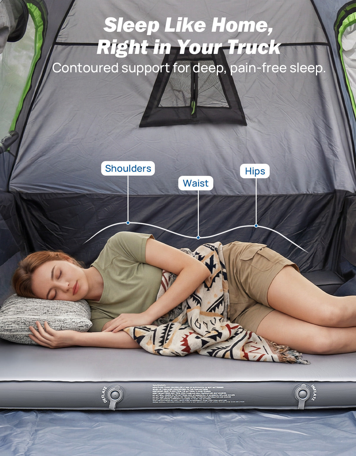 Truck Bed Camping Mattress – 4" Self-Inflating Foam & Air Sleeping Pad